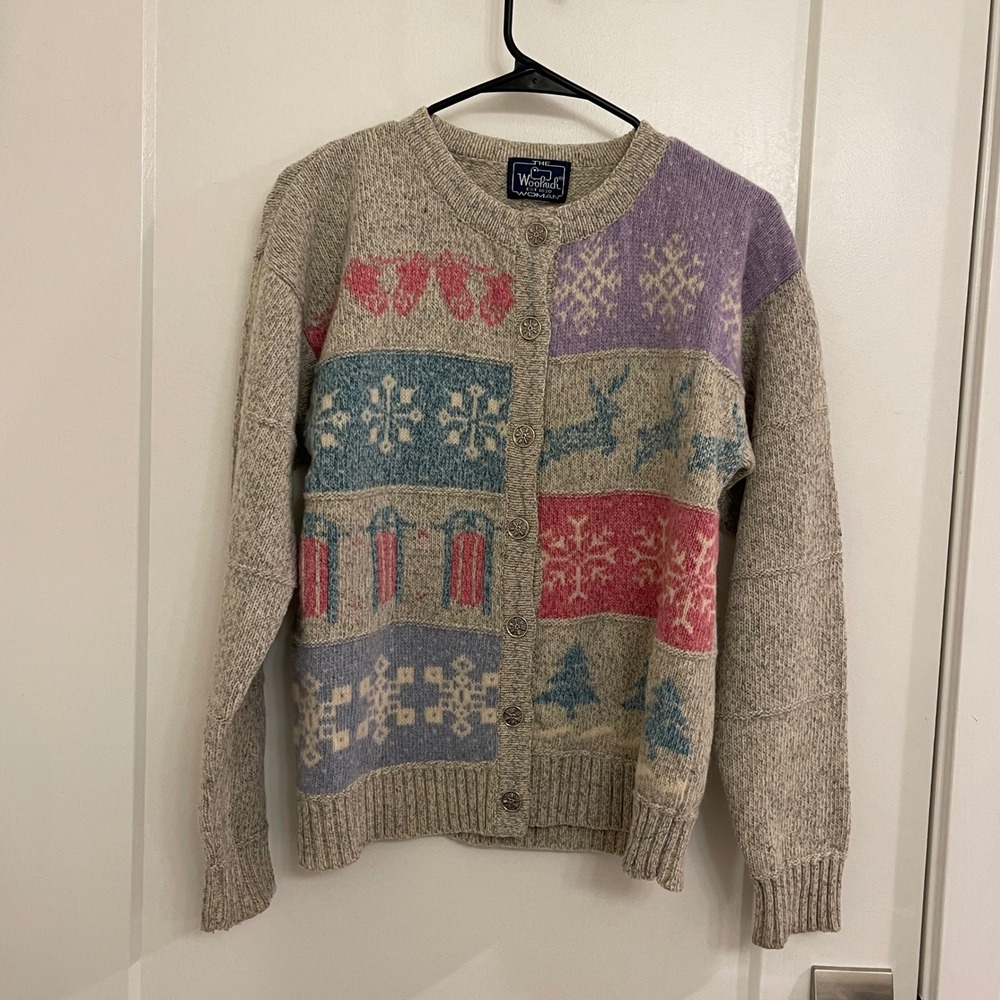 Vintage Woolrich Wool Snowflake Fall Cardigan 90s Holiday Grandmacore